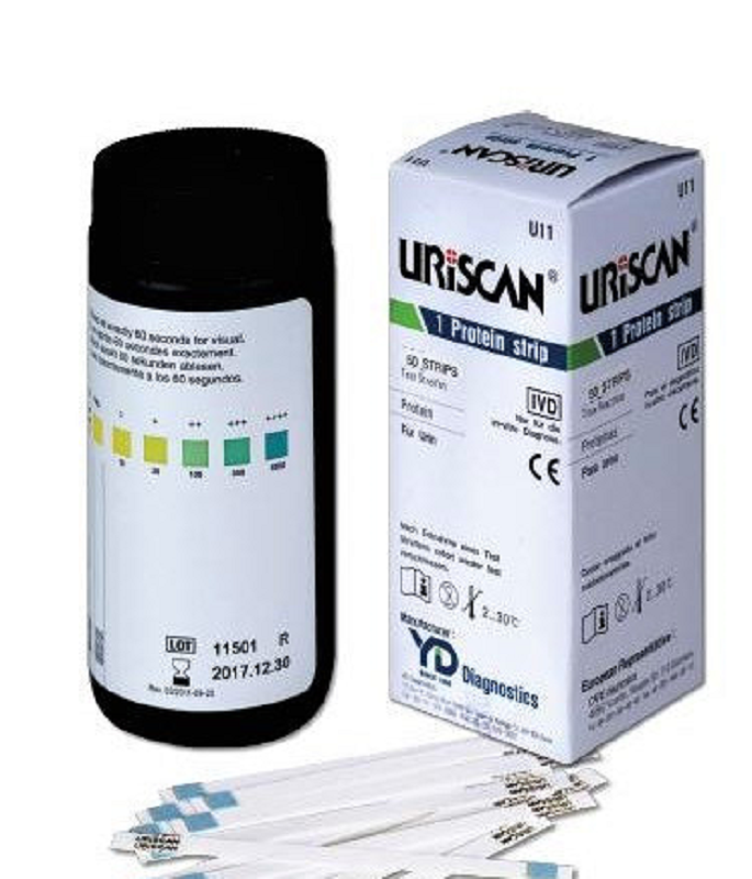Тест-смужки URISCAN U11 Protein Strip (визначення білка в сечі) №50